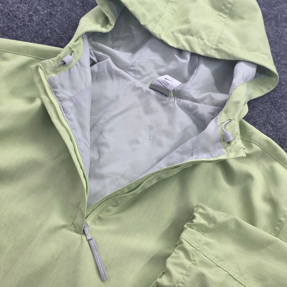 Nike Anorak Jacket Windbreaker Half Zip Hooded Pullover Small‎ Green Womens Y2K